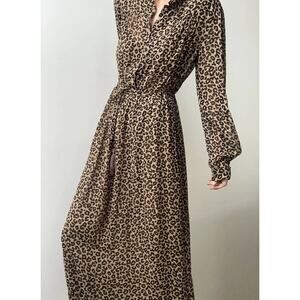 Sea New York Lottie Chiffon Animal Print Drawstring Long Sleeve Tassel Dress 4‎